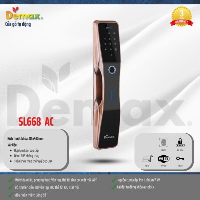 Khóa thông minh Demax SL668 AC - APP WIFI