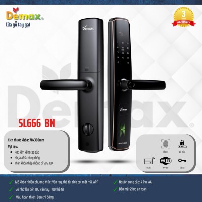 Khóa thông minh Demax SL666 BN - APP WIFI