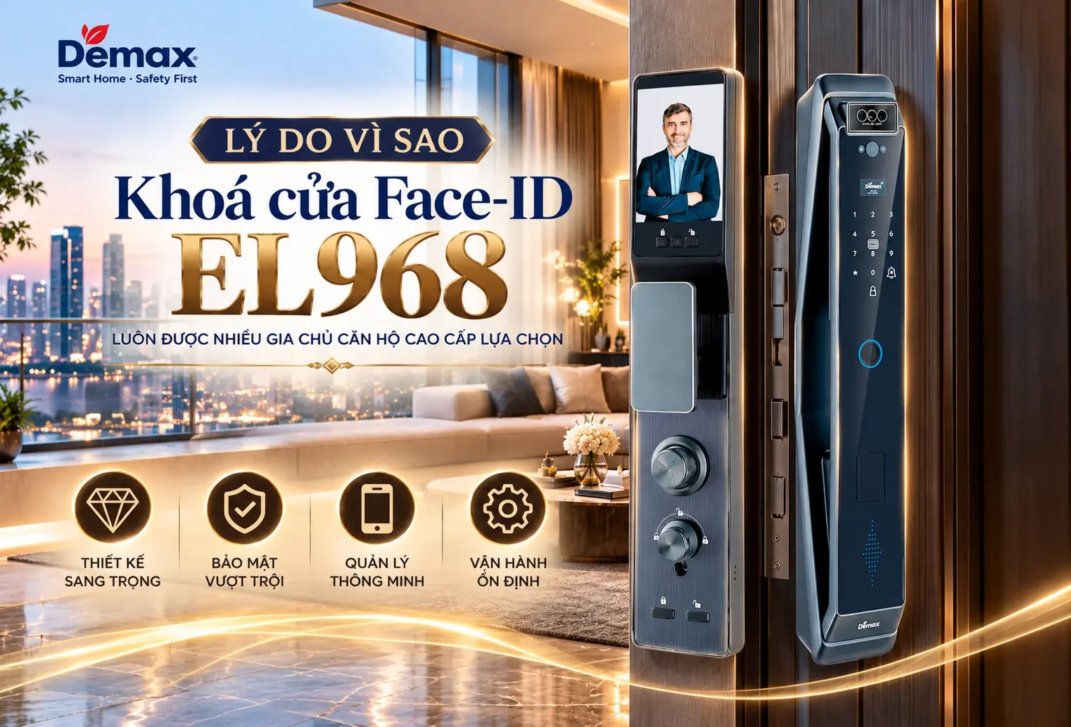 Khoá face-ID cửa gỗ