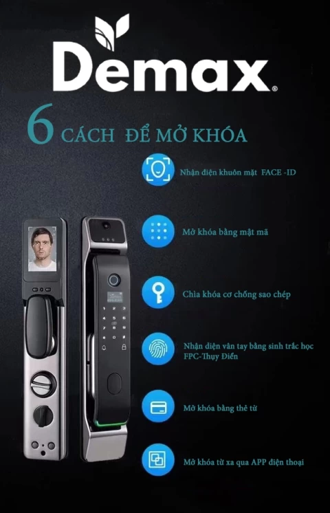 Khóa cửa nhận diện khuôn mặt, mở khóa từ xa qua APP-WIFI  Demax SL928 DG/PB chính thức ra mắt tại Việt Nam