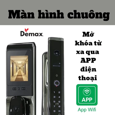 Nhà thông minh với Smart Lock  màn hình chuông mở khóa từ xa qua APP-WIFI điện thoại thương hiệu Demax
