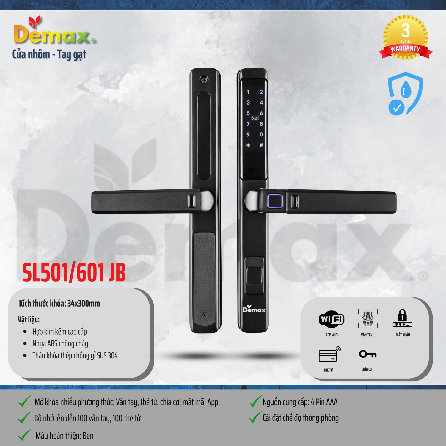 Khoá cửa chống nước demax sl601 jb