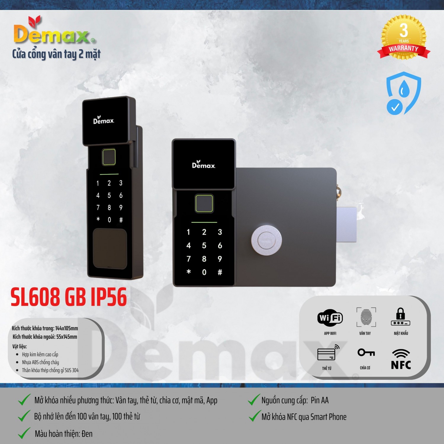 Khoá chống nước demax sl608 gb