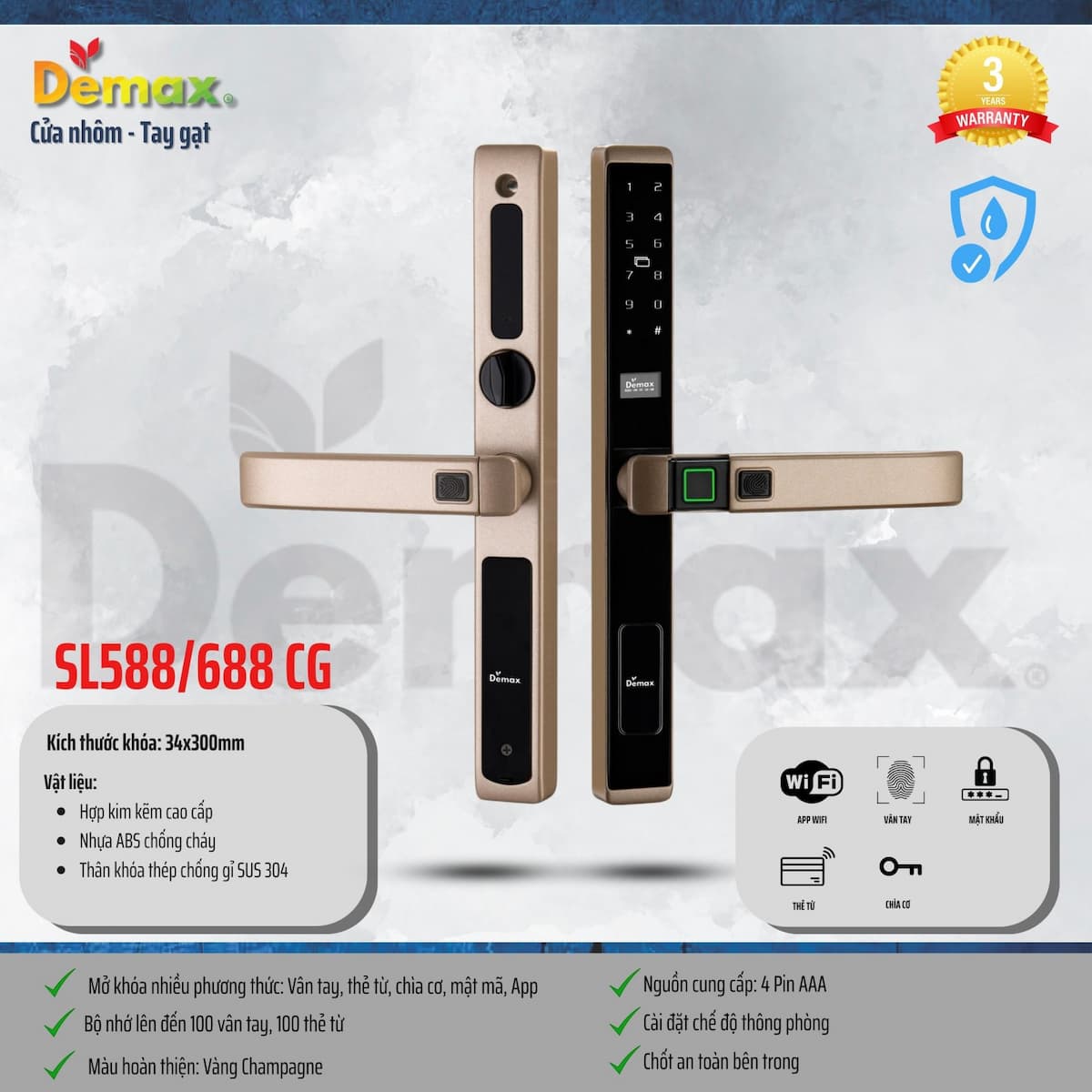 khoá cửa thông minh Demax sl688