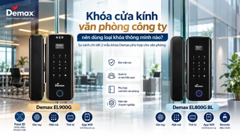 Khóa cửa kính văn phòng công ty nên dùng loại khóa thông minh nào? Gợi ý 2 mẫu khóa Demax đáng lựa chọn