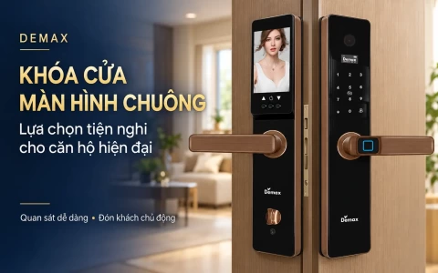Khóa cửa màn hình chuông – lựa chọn của đa số khách hàng mua khóa cửa căn hộ